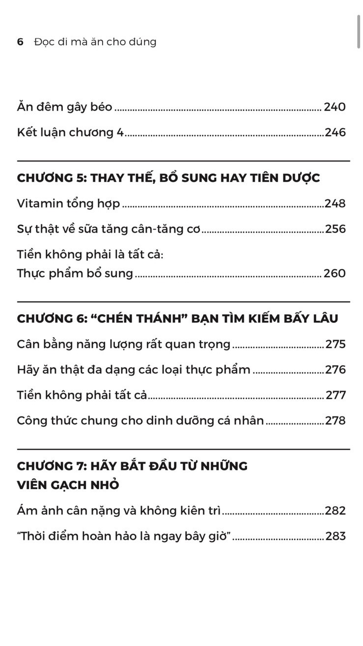 sách dinh dưỡng, sách về dinh dưỡng, đọc đi mà ăn cho đúng, hfi, ht fitness, học viện hfi, mục lục, đầu mục,
