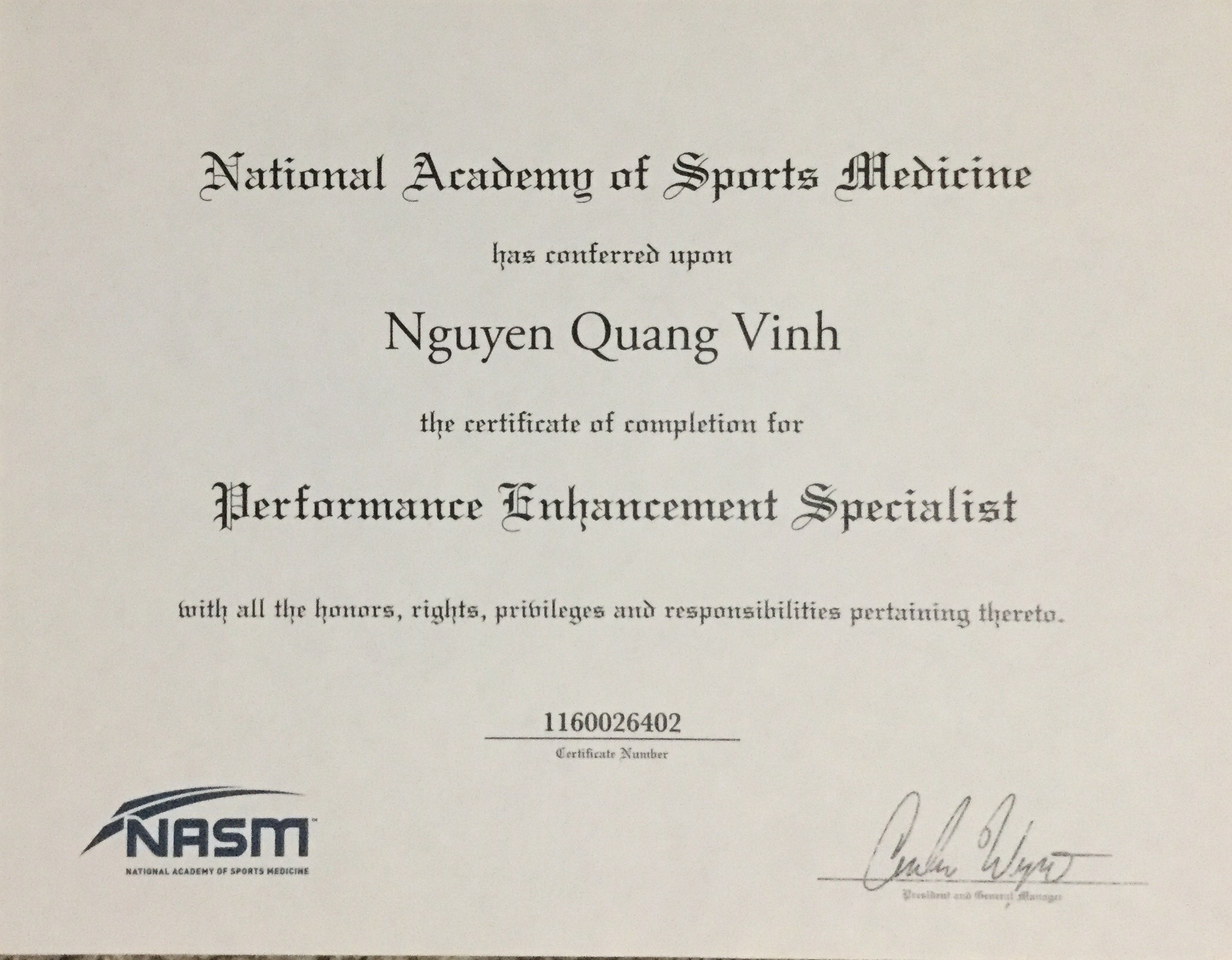 NASM (National Academy of Sports Medicine) là một trong những chứng chỉ huấn luyện viên thể hình uy tín nhất tại Hoa Kỳ