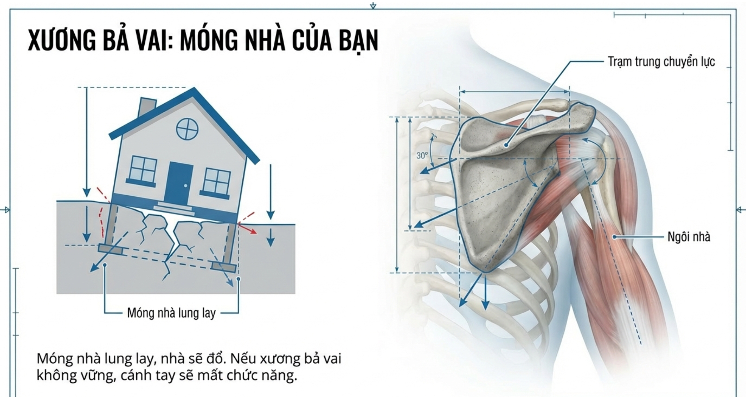 Xương bả vai được ví như móng nhà của cánh tay