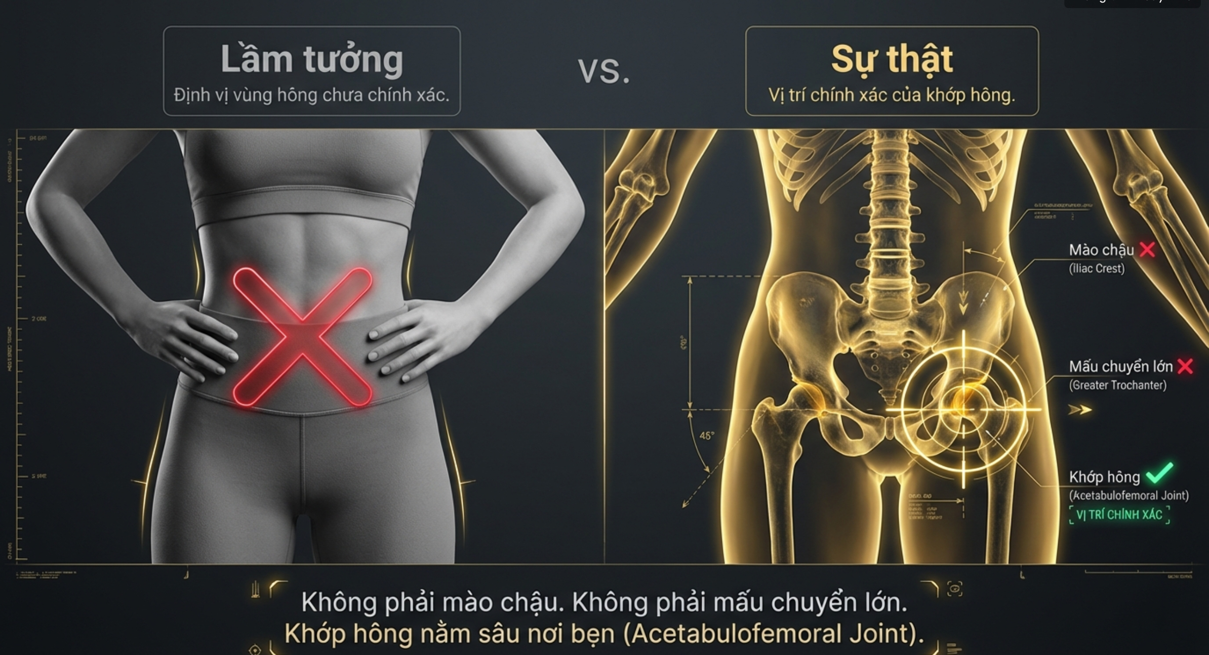 Lầm tưởng về khớp hông là phần nào trên cơ thể