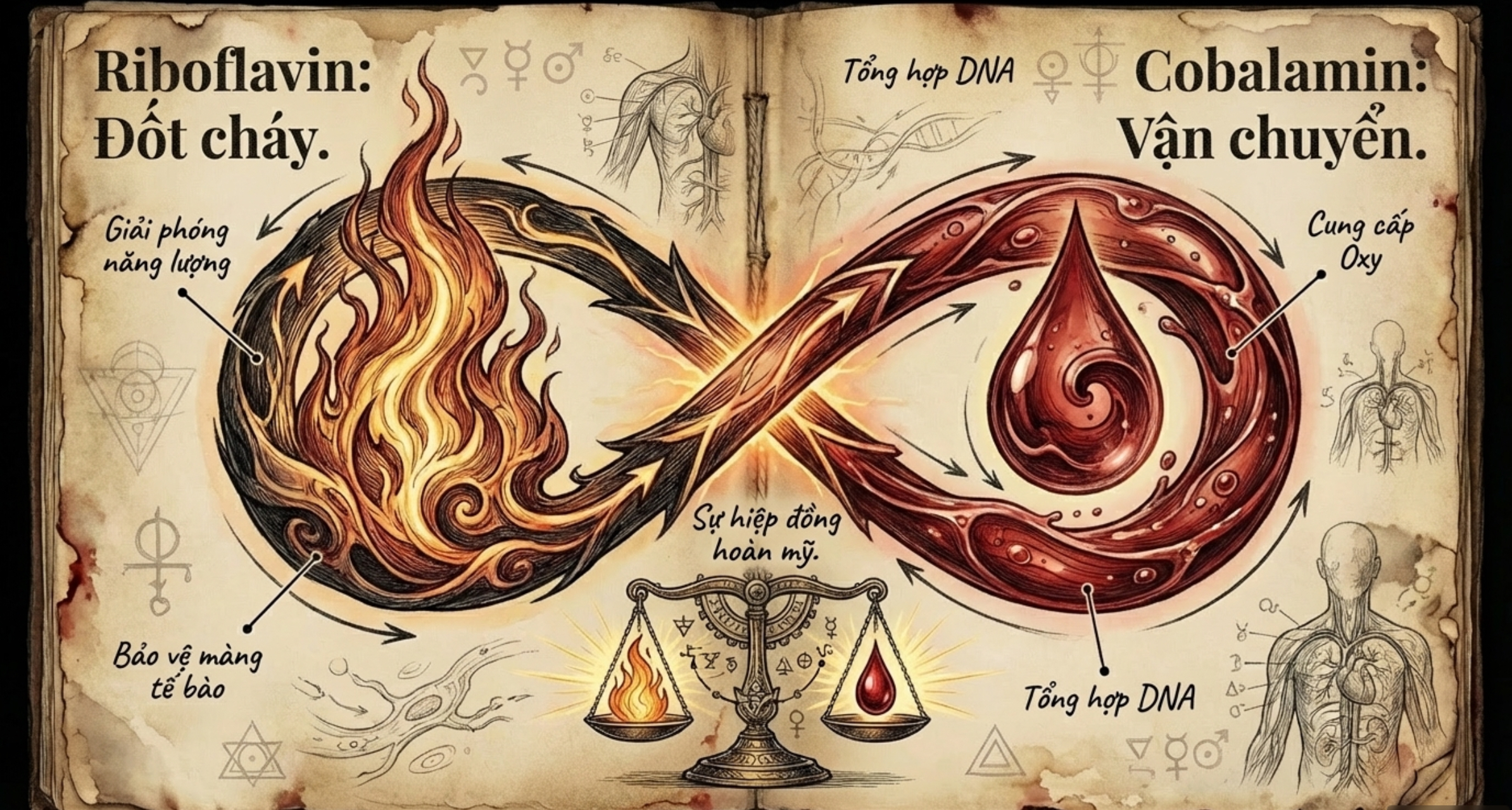 Sự kết hợp giữa vitamin B2 và vitamin B12